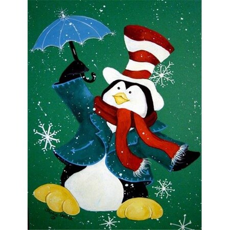 Carolines Treasures Carolines Treasures PJC1015GF Just Dropping In To Say Hello Christmas Penguin Flag Garden Size PJC1015GF